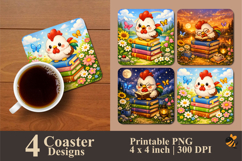 Cute Rooster Coaster Sublimation Design Product Image 1