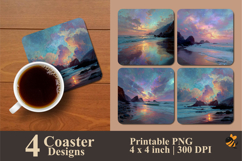 Beach Panorama Coaster Sublimation Designs Product Image 1