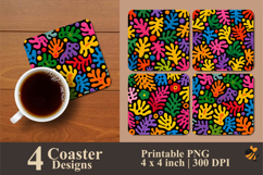 Colorful Leaves Coaster Sublimation Design Product Image 1