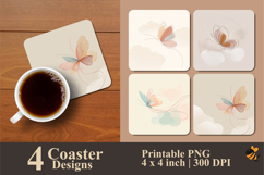 Simple Butterfly Coaster Sublimation Design Product Image 1