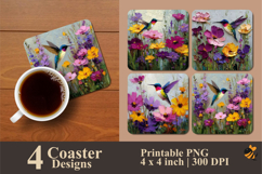 Hummingbird Habitat Coaster Sublimation Design Product Image 1