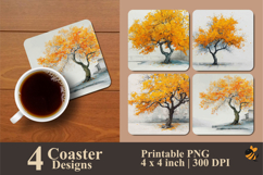 Yellow Tree Coaster Sublimation Design Product Image 1