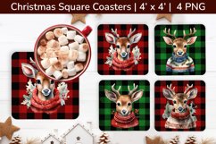 Sublimation Deer Coasters, Square Christmas Coasters Product Image 1