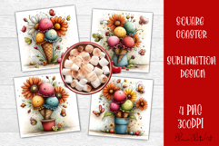 Summer flowers Coaster Design |butterfly Floral png Product Image 1