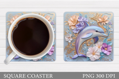 Dolphin Coaster Sublimation. Sea Coaster Design Product Image 1