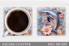 Dolphin Coaster Sublimation. Sea Coaster Design Product Image 1