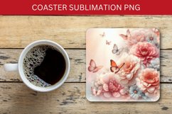 spring square coaster - peony Product Image 1