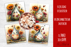 Summer flowers Coaster Design |butterfly Floral png Product Image 1