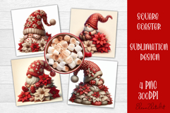 Christmas Gnome Sublimation Coaster Design Product Image 1