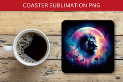 square coaster - cosmic lion head Product Image 1