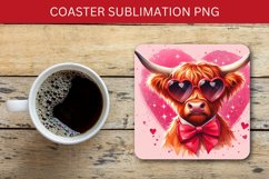 valentine square coaster - highland cow heart Product Image 1