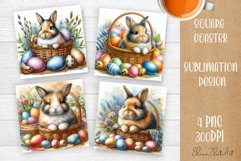 Easter crazy animal with egg Square Coaster Sublimation Product Image 1