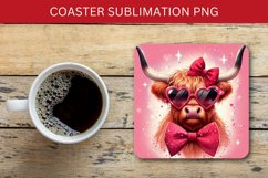 valentine square coaster - highland cow heart Product Image 1