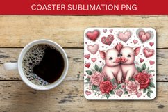 valentine square coaster - pig Product Image 1