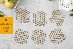Honey comb coasters svg, Kitchen decor laser cut Product Image 2