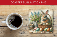 square coaster - brown rabbit easter eggs Product Image 1