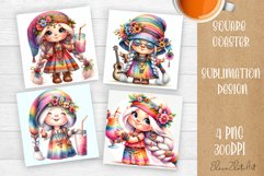 Cute gnome hippie style Square Coaster Sublimation Design Product Image 1