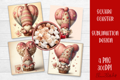 Valentines Gnome. Cute Gnome and pink roses Square Coaster Product Image 1