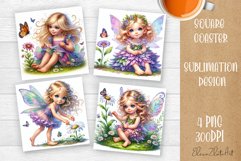 Square Coaster Fairy Sublimation Design Png | Summer Png Product Image 1