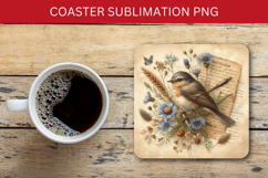 square coaster - floral bird Product Image 1