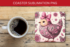 square coaster - floral chicken Product Image 1