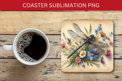 square coaster - floral dragonfly Product Image 1