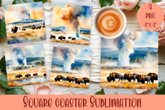Landscape sublimation square coaster Sublimation Product Image 1