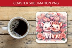 valentine square coaster - pig Product Image 1