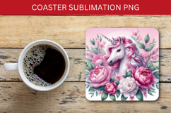 square coaster - floral unicorn Product Image 1