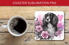 square coaster - dog with heart love Product Image 1