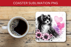 square coaster - dog with heart love Product Image 1