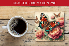 square coaster - floral butterfly Product Image 1