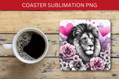square coaster - watercolor lion Product Image 1