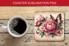 square coaster - floral butterfly Product Image 1