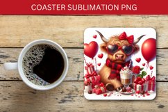 valentine square coaster - highland cow heart Product Image 1