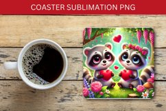 valentine square coaster - racoon couple Product Image 1