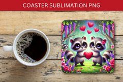 valentine square coaster - racoon couple Product Image 1