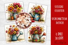 Summer flowers Coaster Design |butterfly Floral png Product Image 1