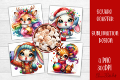 Funny Christmas Coaster Design | animal Square Coaster Product Image 1