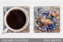 Cute Duck Coaster Sublimation. Duck Flowers Coaster Design Product Image 1