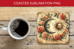 square coaster - boho sun and moon Product Image 1