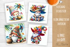 Cute gnome Square Coaster Sublimation Design Product Image 1
