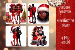 Christmas Santa Claus girl Square Coaster Sublimation Design Product Image 1