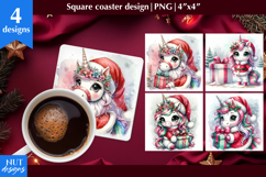 Christmas coaster Christmas animals , Santa Claus Unicorn Product Image 1