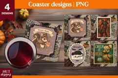 Vintage Postage Stamp Halloween coaster Halloween creatures Product Image 1