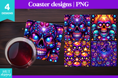 Vibrant Halloween coaster, Creepy Eyes Spooky Skull coaster Product Image 1