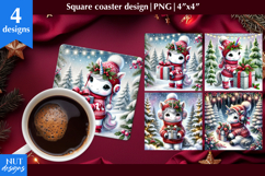 Christmas coaster Christmas animals , Christmas Unicorn Gift Product Image 1