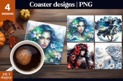 Goddess Fantasy Coaster Ocean, fire, ice, and floral magic Product Image 1