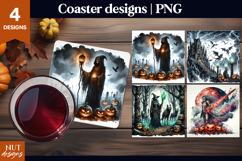 Dark Gothic Halloween Coasters Haunted Reaper Coaster Product Image 1
