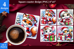 Christmas coaster Christmas animals , Santa Claus animals Product Image 1